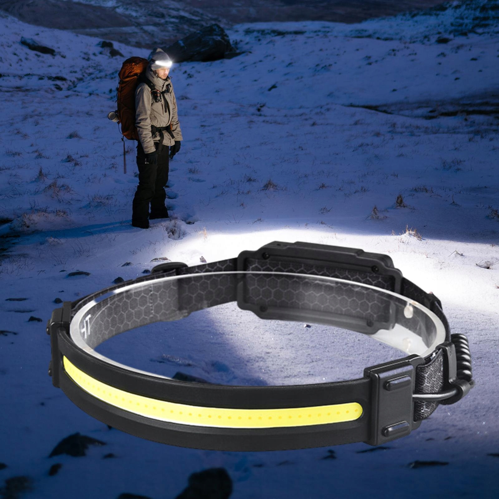 MOCNA LATARKA CZOŁOWA COB OPASKA NA GŁOWĘ CZOŁO 2W1 CZOŁÓWKA REFLEKTOR LED Marka PRC