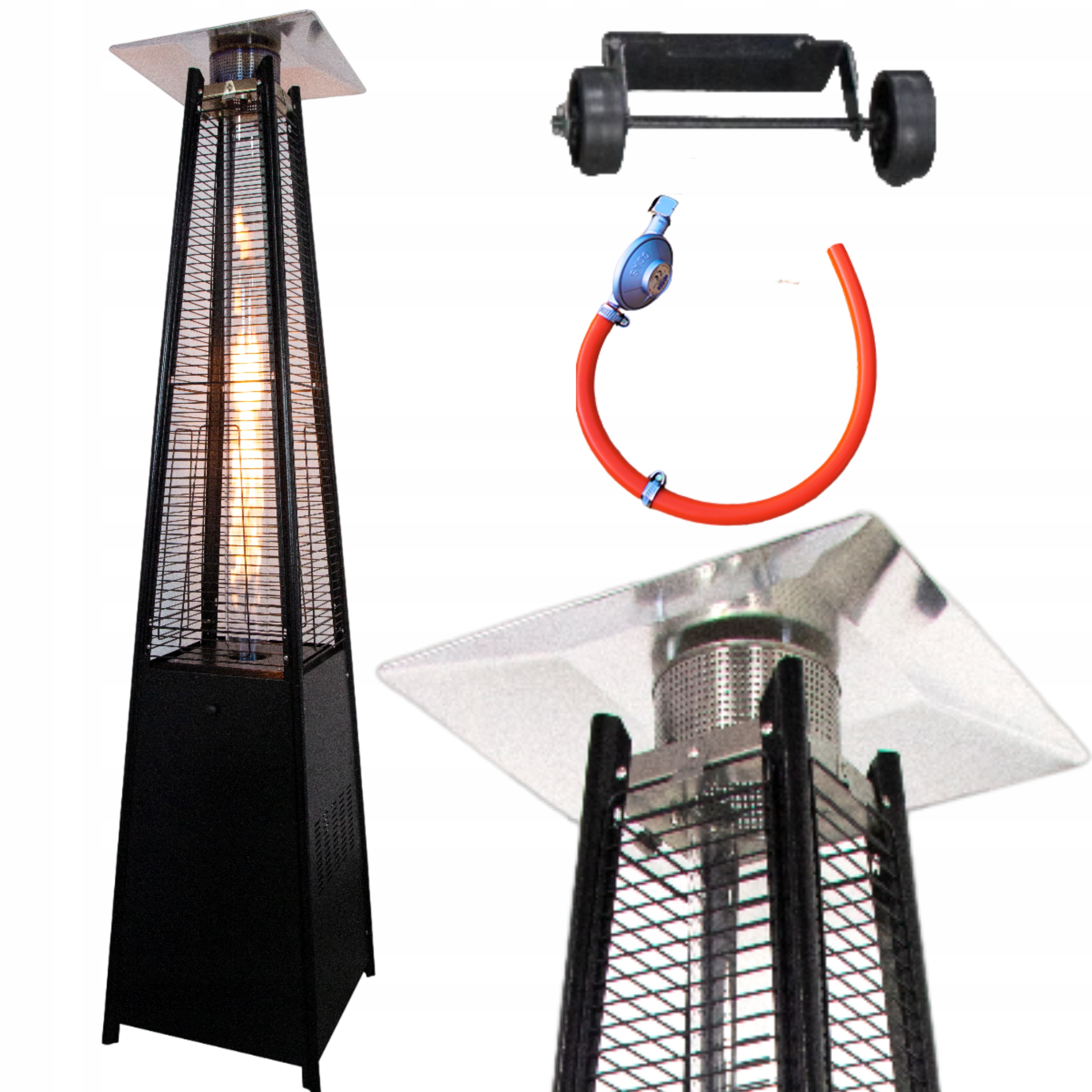 Parasol grzewczy promiennik gazowy PYRAMIS ogrzewacz tarasowy czarny