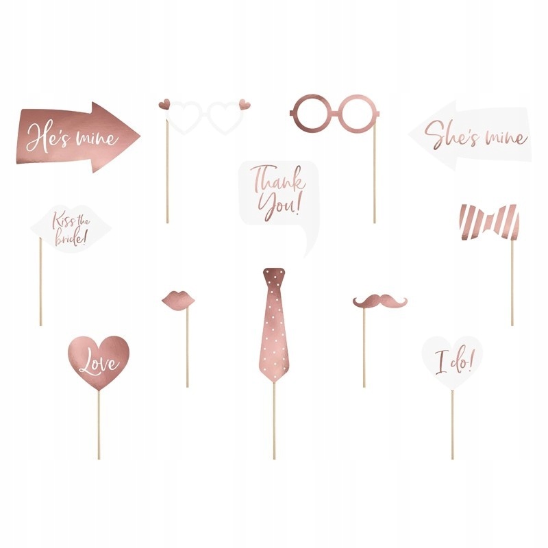 

Gadżety do sesji foto ślub wesele Rosegold 12szt