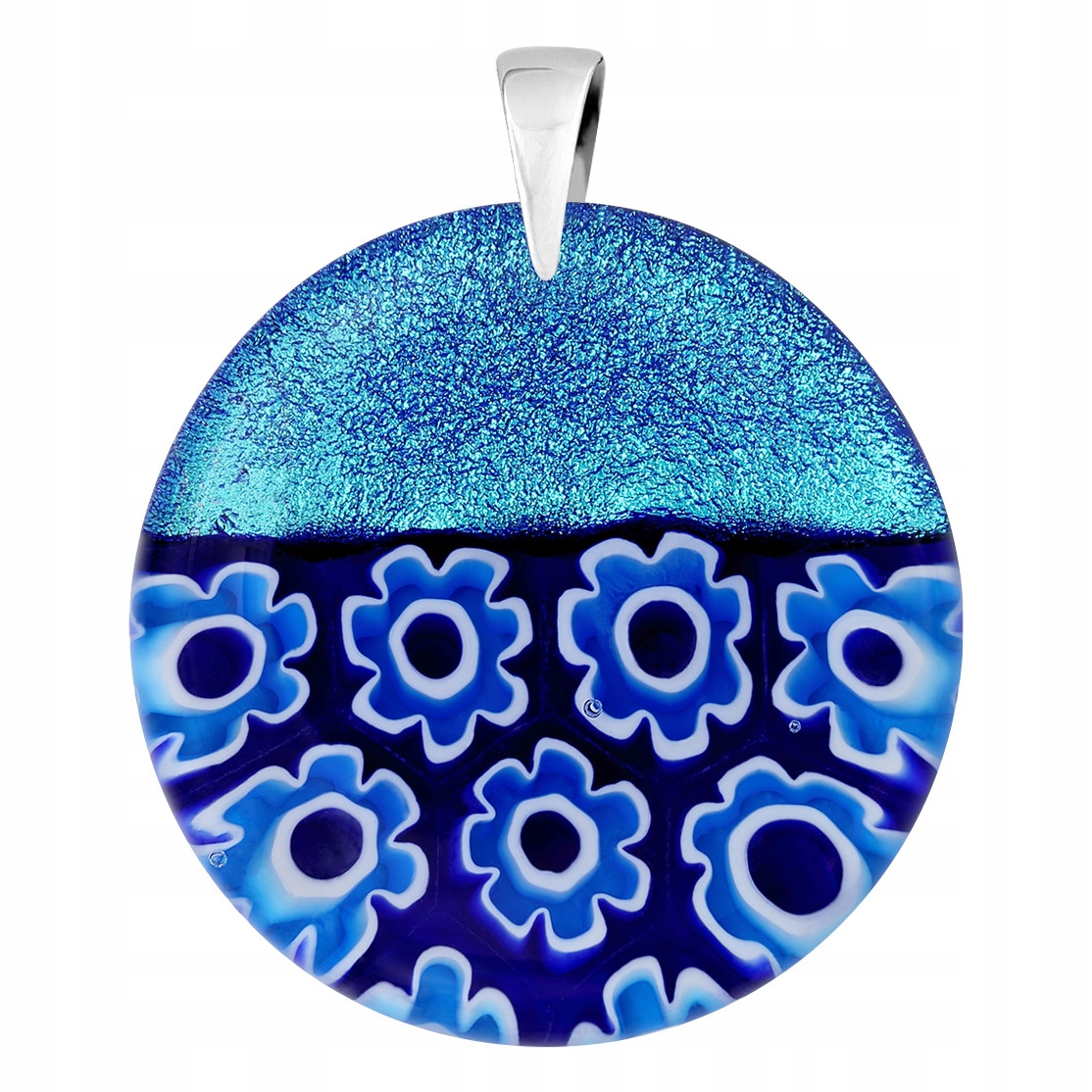 Přívěsek Harfa dámský modrý sklo murano kroužek