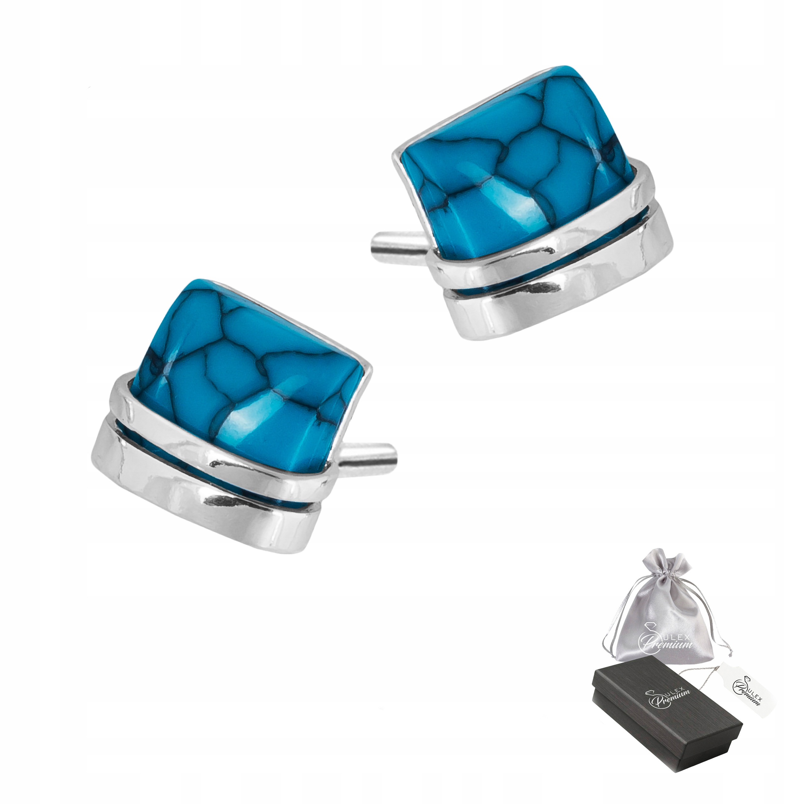 Náušnice stříbro ryzost 925 Elegantní Romby na tyči s tyrkysem pro ni