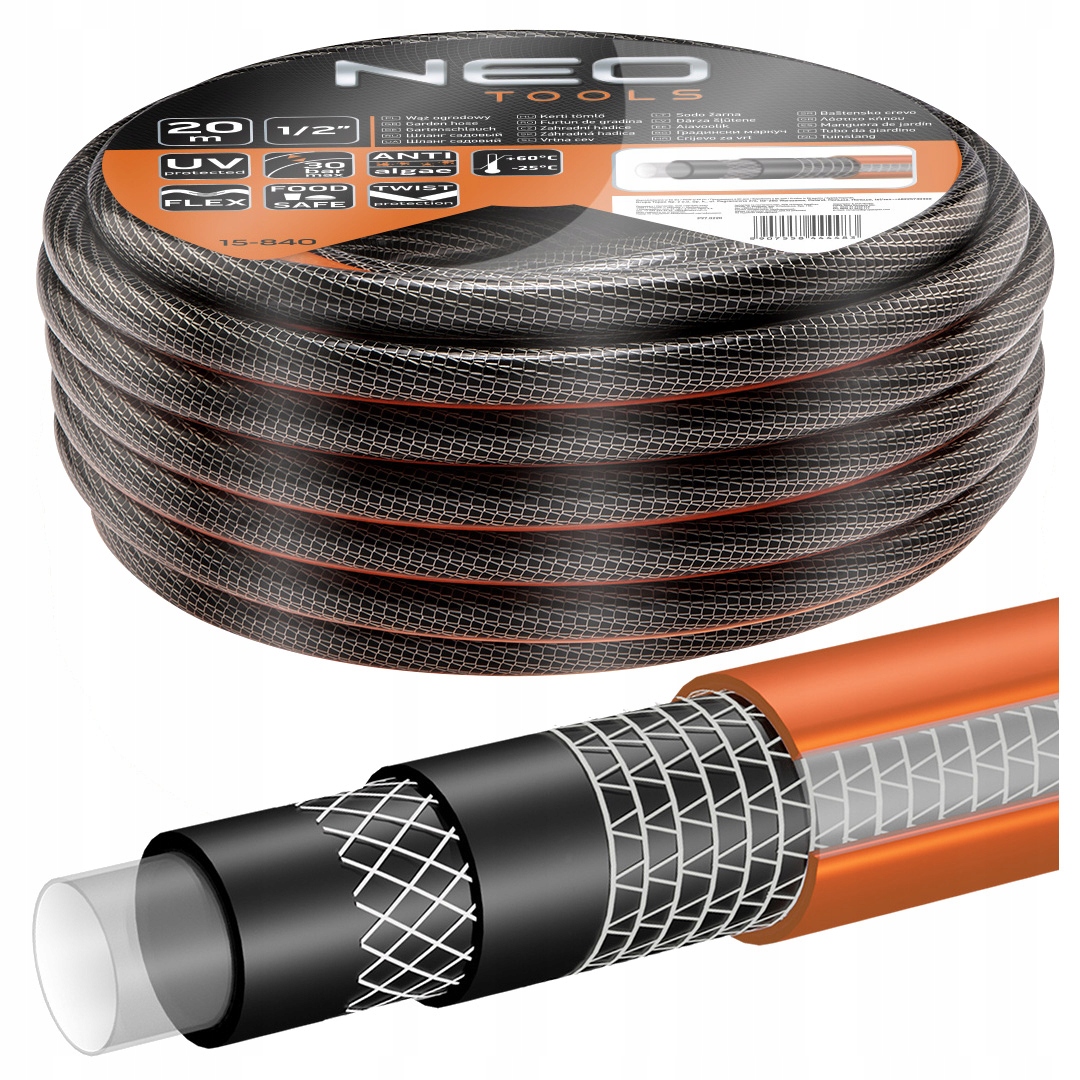 

Neo Wąż Ogrodowy 6-WARSTWOWY 30BAR 1/2'' 20M Profi