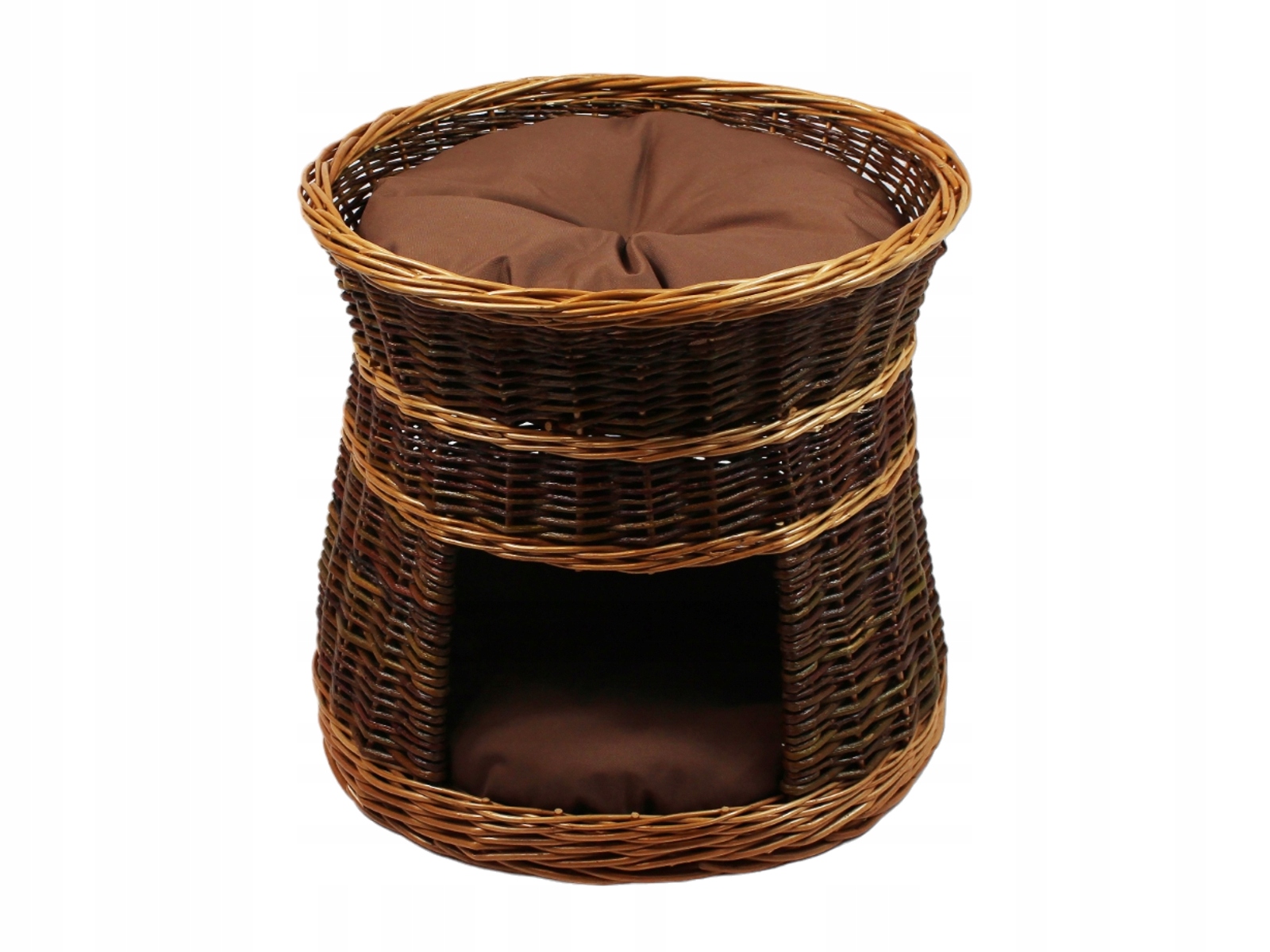 Levně Domeček pro kočky – odstíny hnědé, kulatý, 50 cm x 50 cm x 43 cm