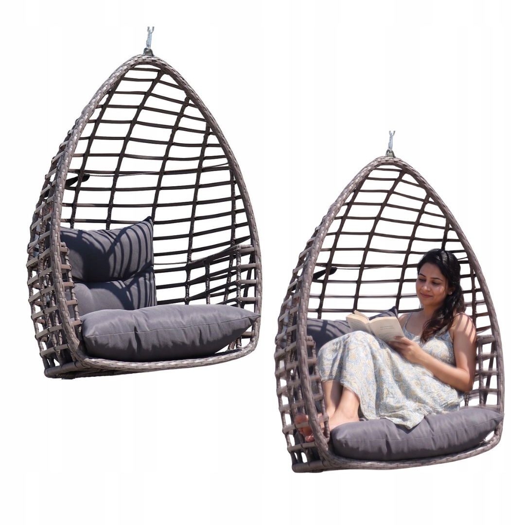 Zahradní závěsné křeslo kokon koš technorattan terasa balkon velký polštář