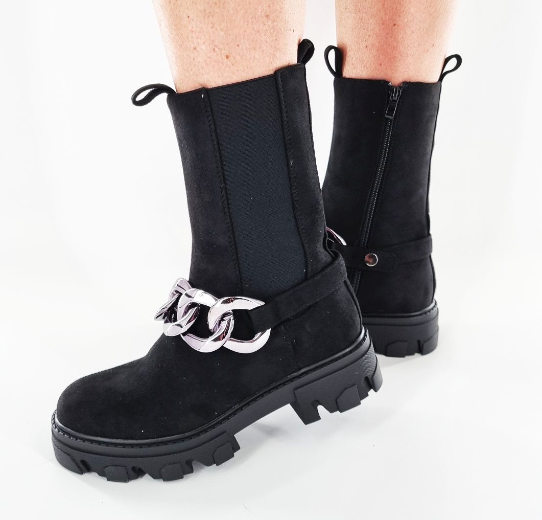 NOWE CZARNE BOTKI BUTY SZTYBLETY TRAPERY 38