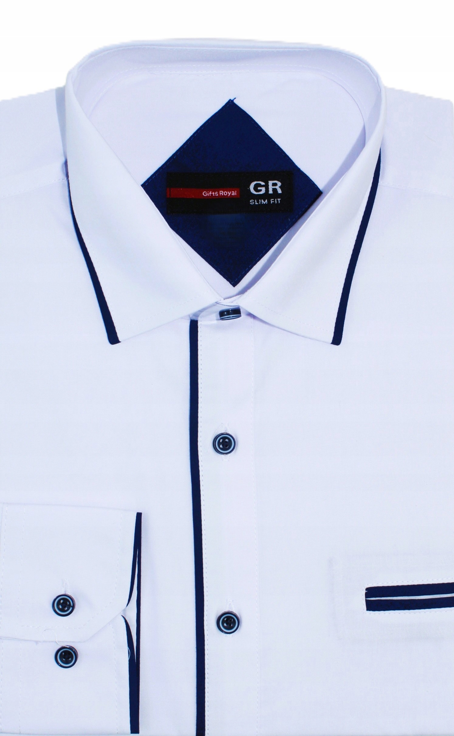 Koszula Męska Długi Rękaw Wizytowa Biała Slim L E15