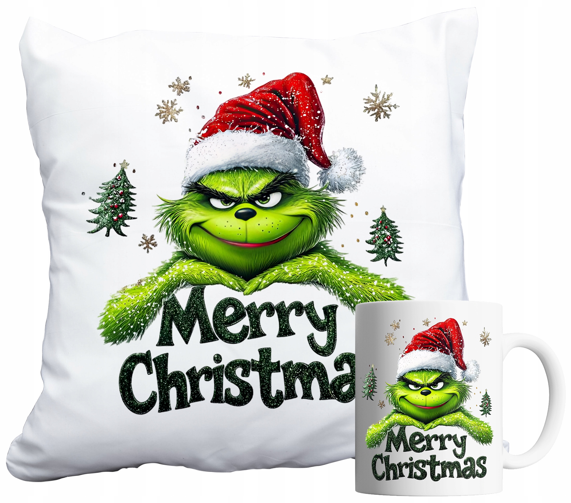 Set Hrnek A Polštář Grinch Mikulášské Vánoce Vánoční Dárek Jméno