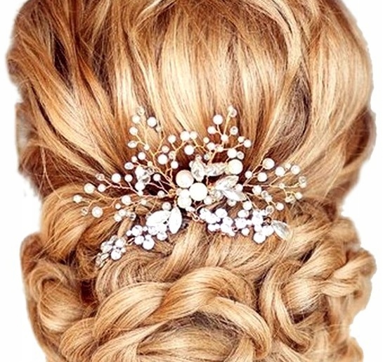 

Grzebyk Złota Ozdoba Gałązka do Włosów Ślubny ślub