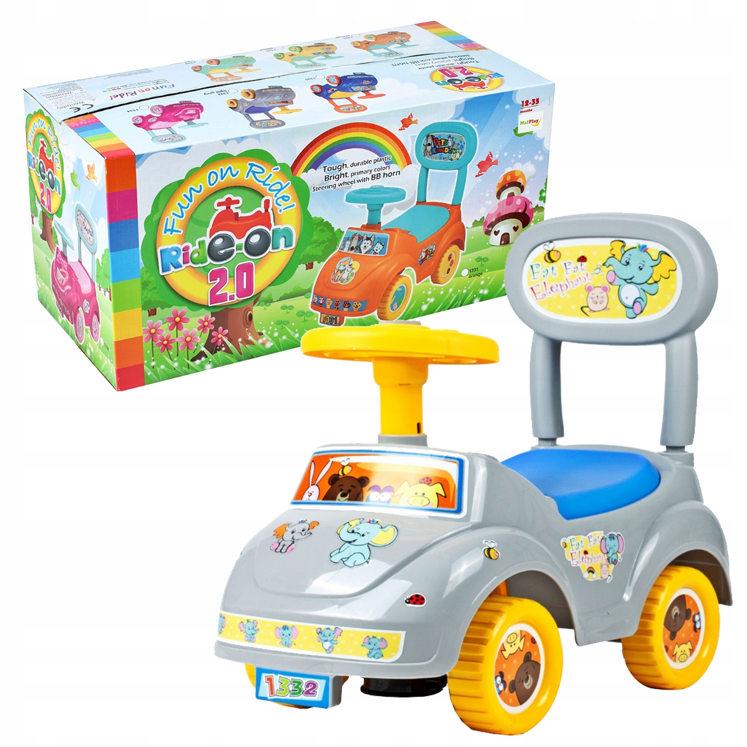 Jeździk Chodzik Pchacz Słonik Z Klaksonem MalPlay