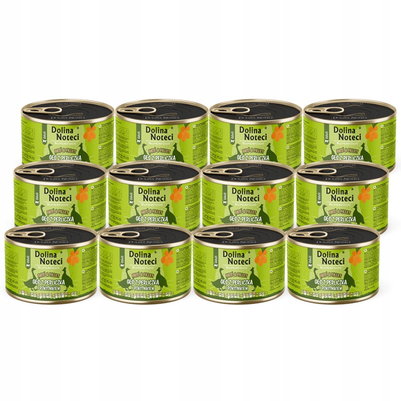 Krmivo pro kočky s husou a perličkou Dolina Noteci Superfood 12 x 185 g