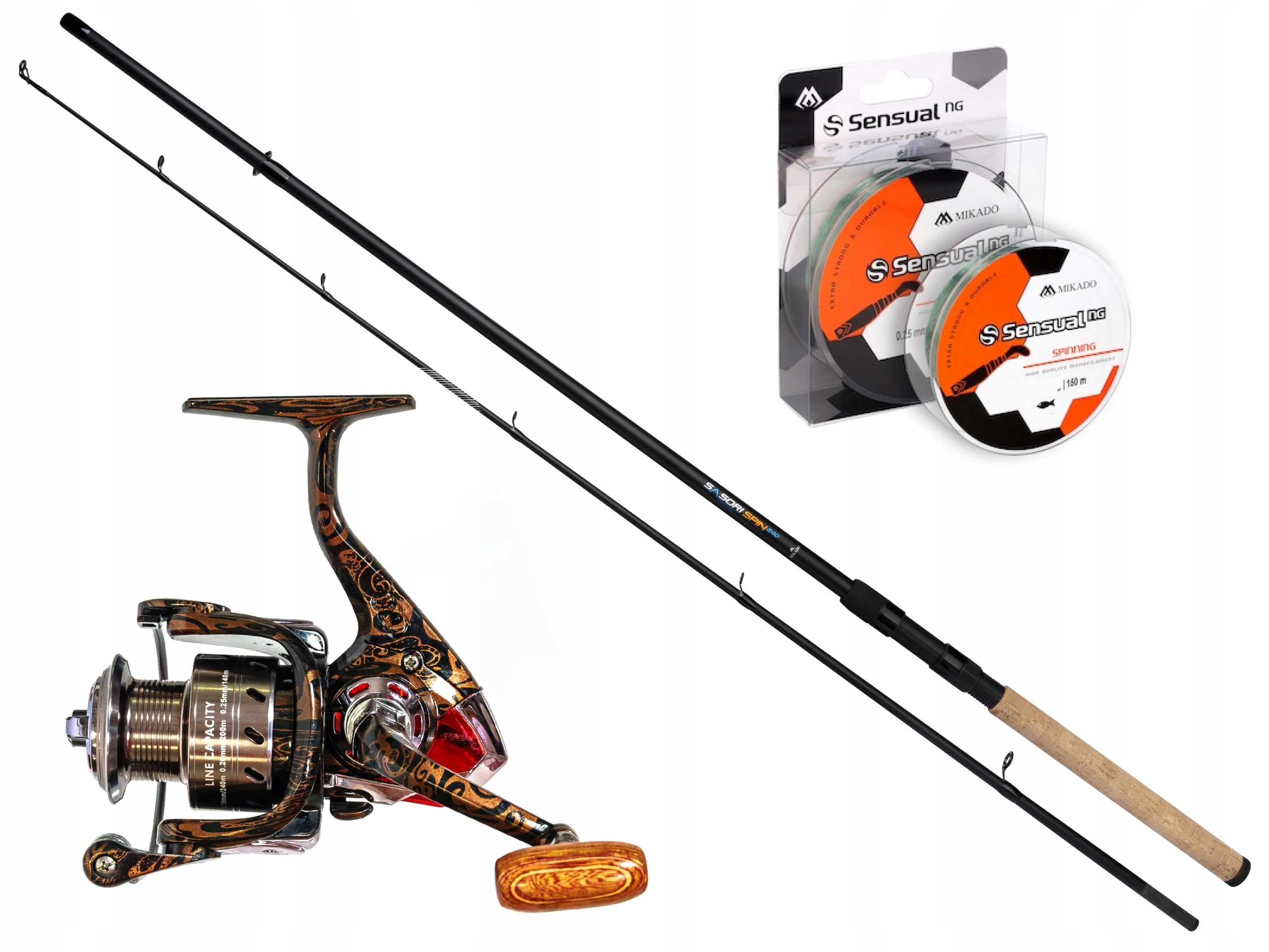 Zestaw Spinning Na Szczupaka Wędka Kołowrotek Żyłka Mikado