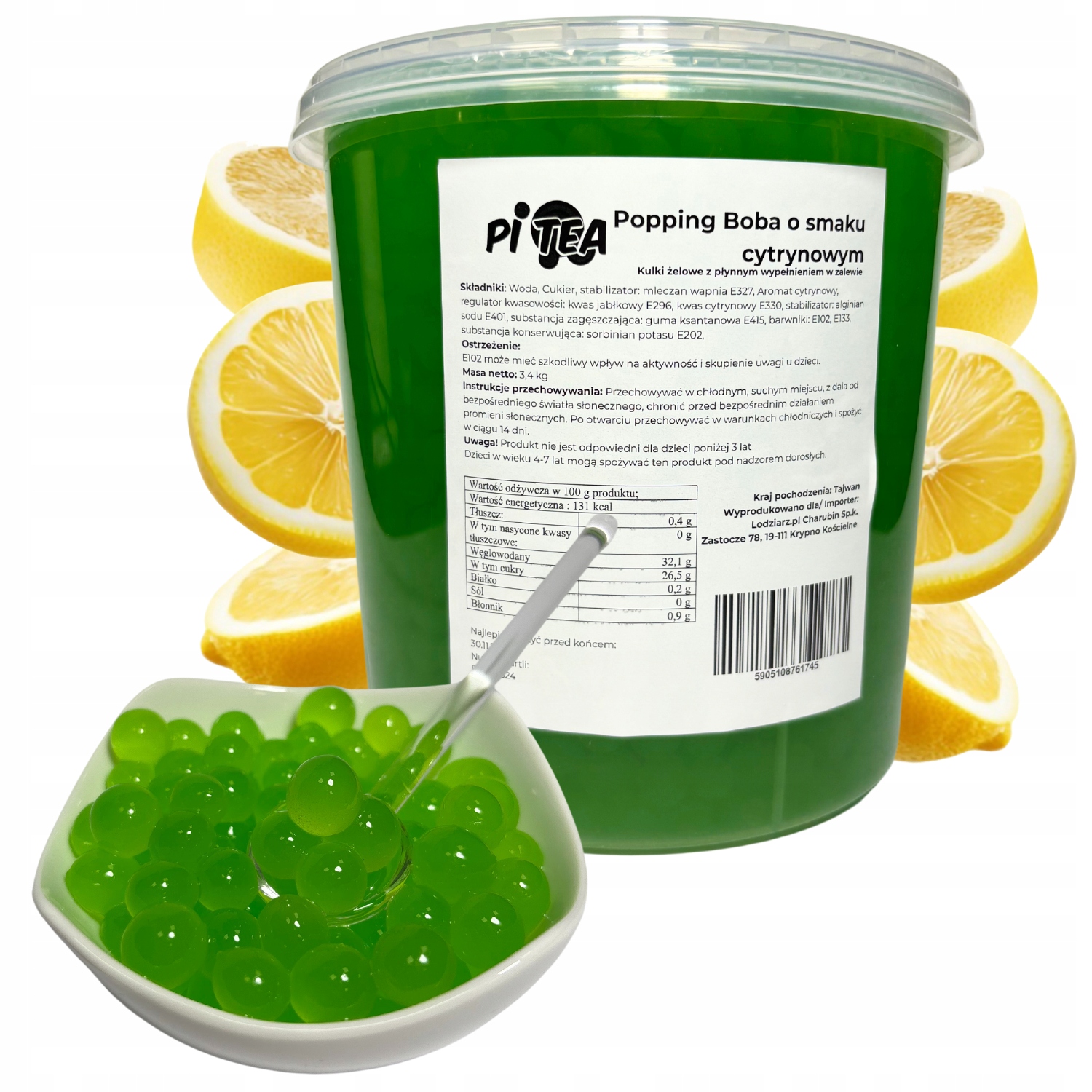 Kuličky do Bubble Tea popping bobu 3,4 kg Citron Molekulární kaviár