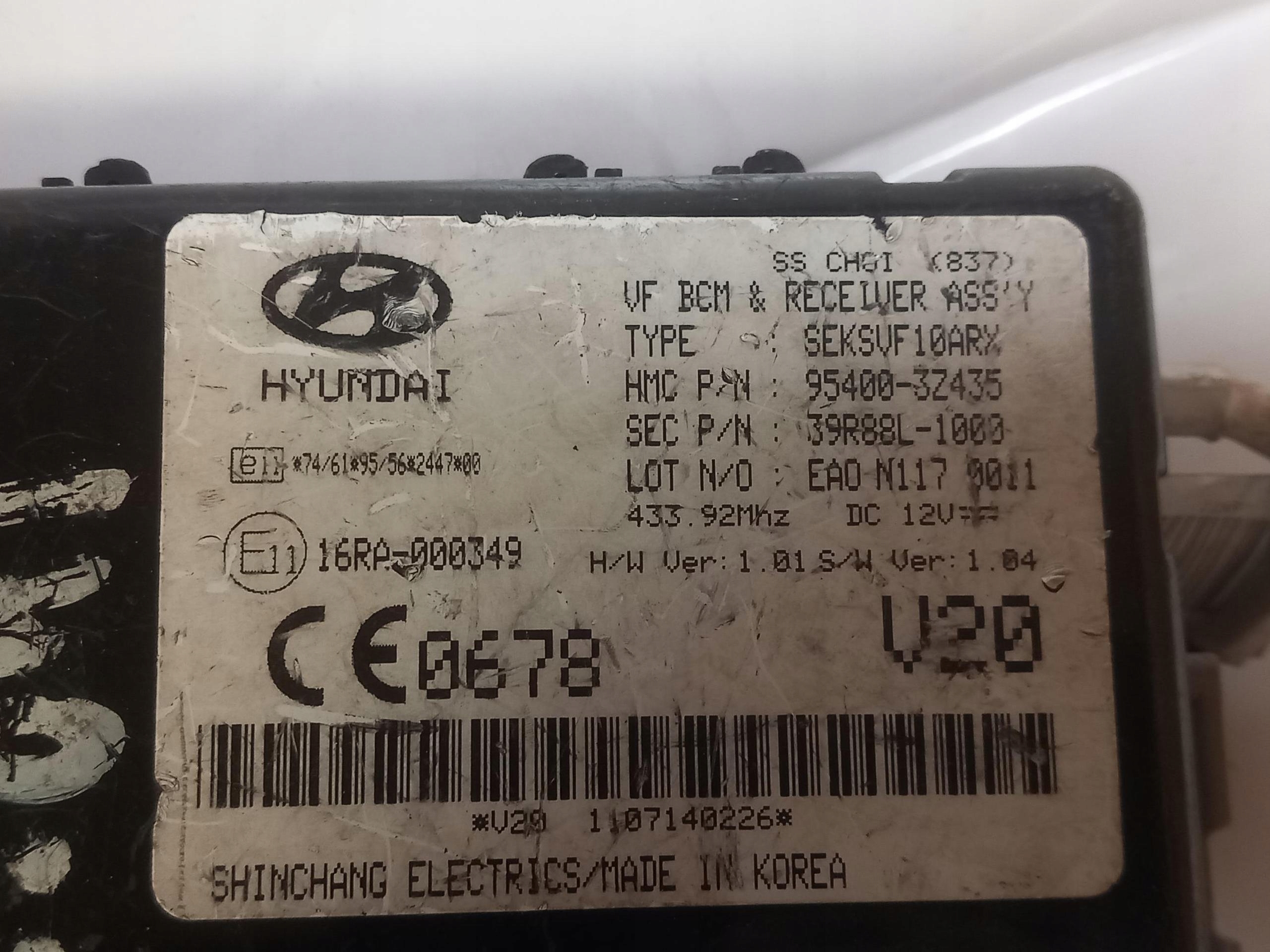control unit module BCM HYUNDAI I40 95400-3Z435 11-15