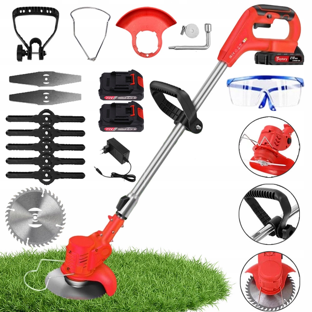 Akumulátorová křovinořezová sekačka na kolečkách s Trávy Kosa Set 650w 21v