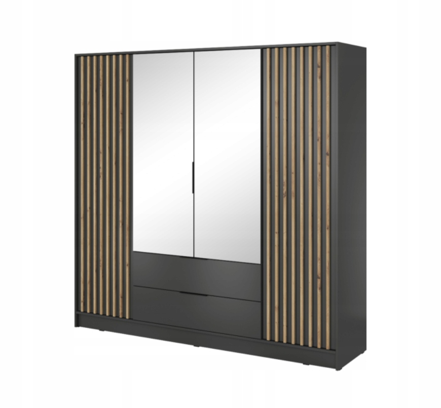 Szafa Lamele 206 cm Dąb Artisan + Lustro NELA PS Wysokość mebla 200 cm