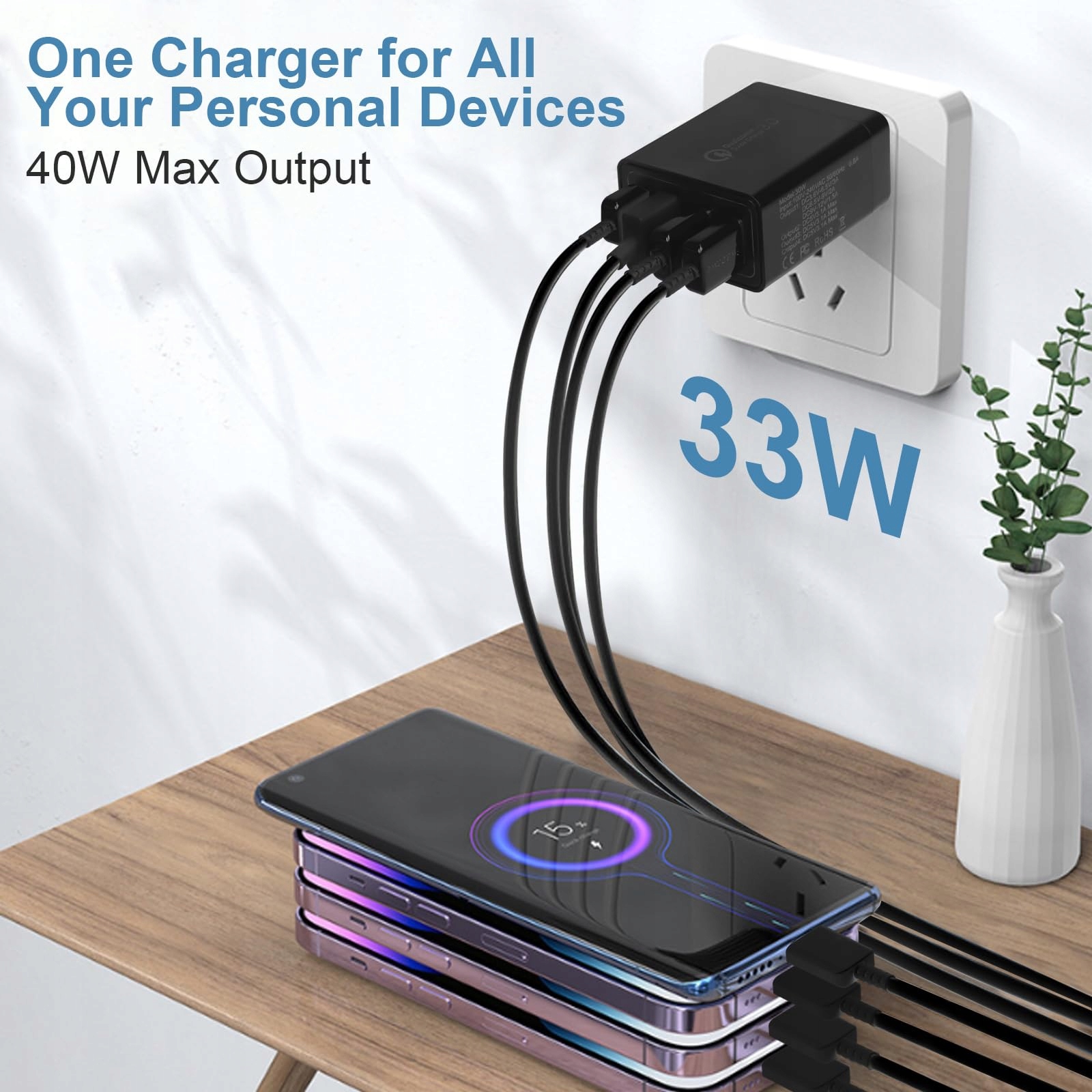 KAIMENGLONG USB LADER 2 Sztuki Szybka Ładowarka 33W Quick Charge 30 — miniatura 4