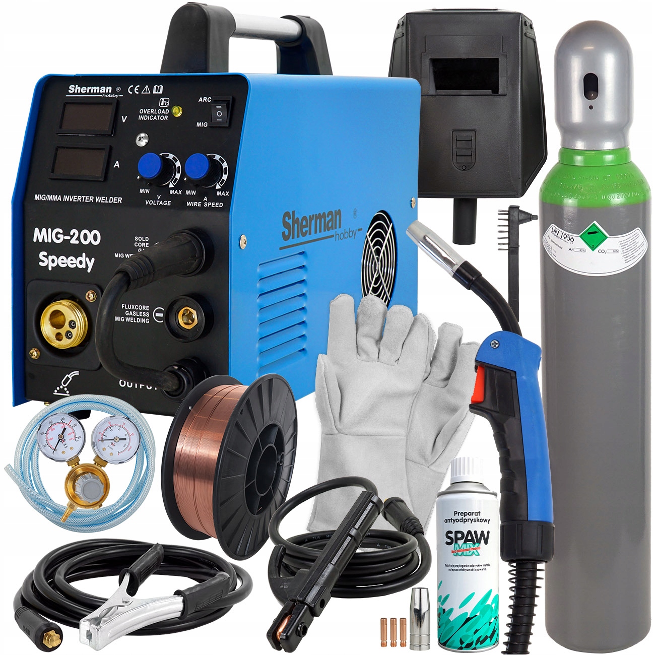 

Spawarka 2w1 Migomat 200A Mig Mag Mma zestaw