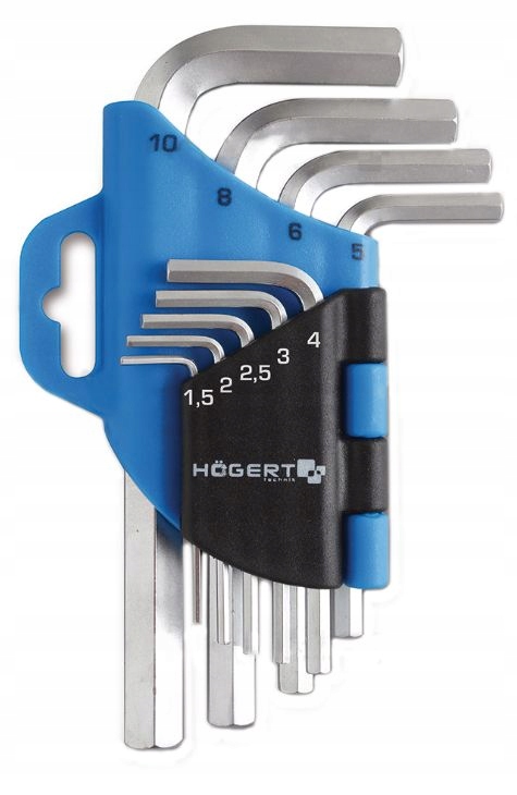 

Klucze sześciokątne z kulką, CrV, 9 szt.