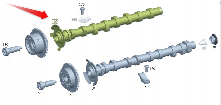 Výfukový Vačkový Hřídel Mercedes M274