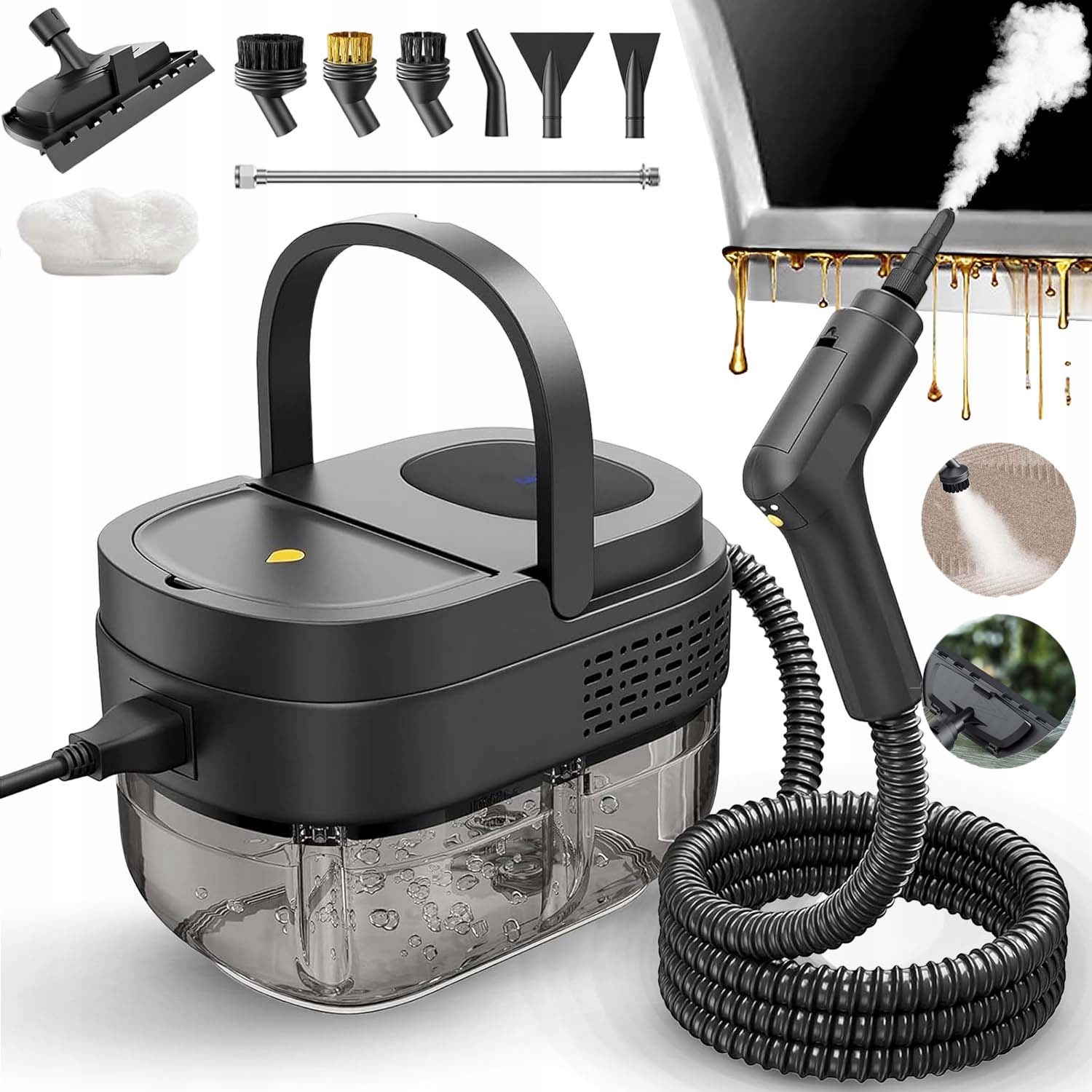 Odkurzacz Parowy 2500W Z Dużym Zbiornikiem 1,6L Do Czyszczenia Samochodu