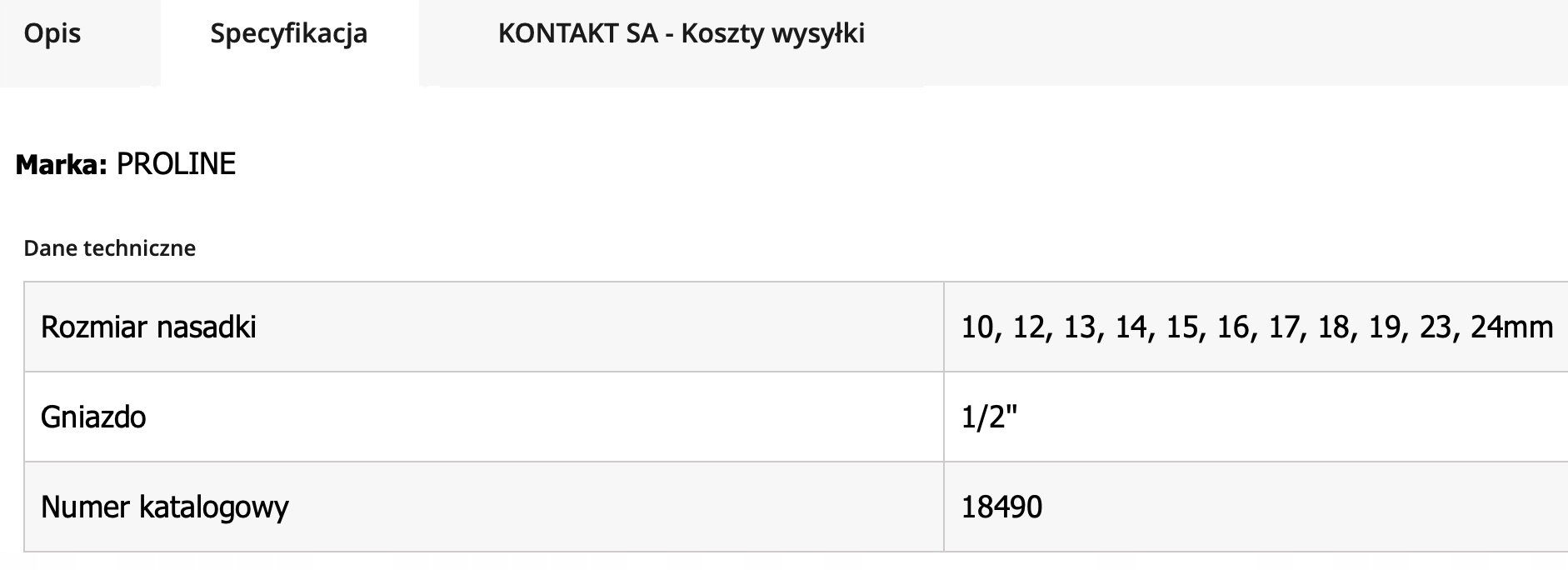 ZESTAW 10 SZT NASADEK UDAROWYCH Cr-Mo 1/2",10-22 MM, PROLINE, nasadki Kod producenta 5903755184900