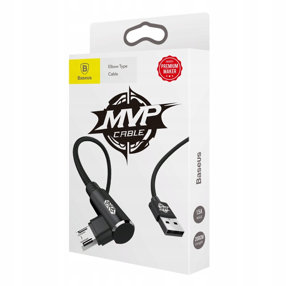 BASEUS MVP ELBOW KABEL PRZEWÓD MICRO USB KĄTOWY Konstrukcja oplot