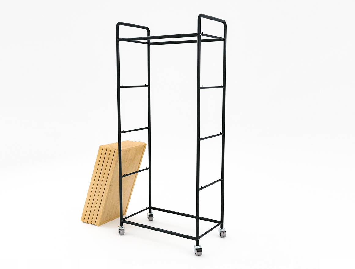 REGAŁ LOFTOWY BRIXTON METAL 183CM INDUSTRIALNY NA KÓŁKACH BEZ PÓŁEK