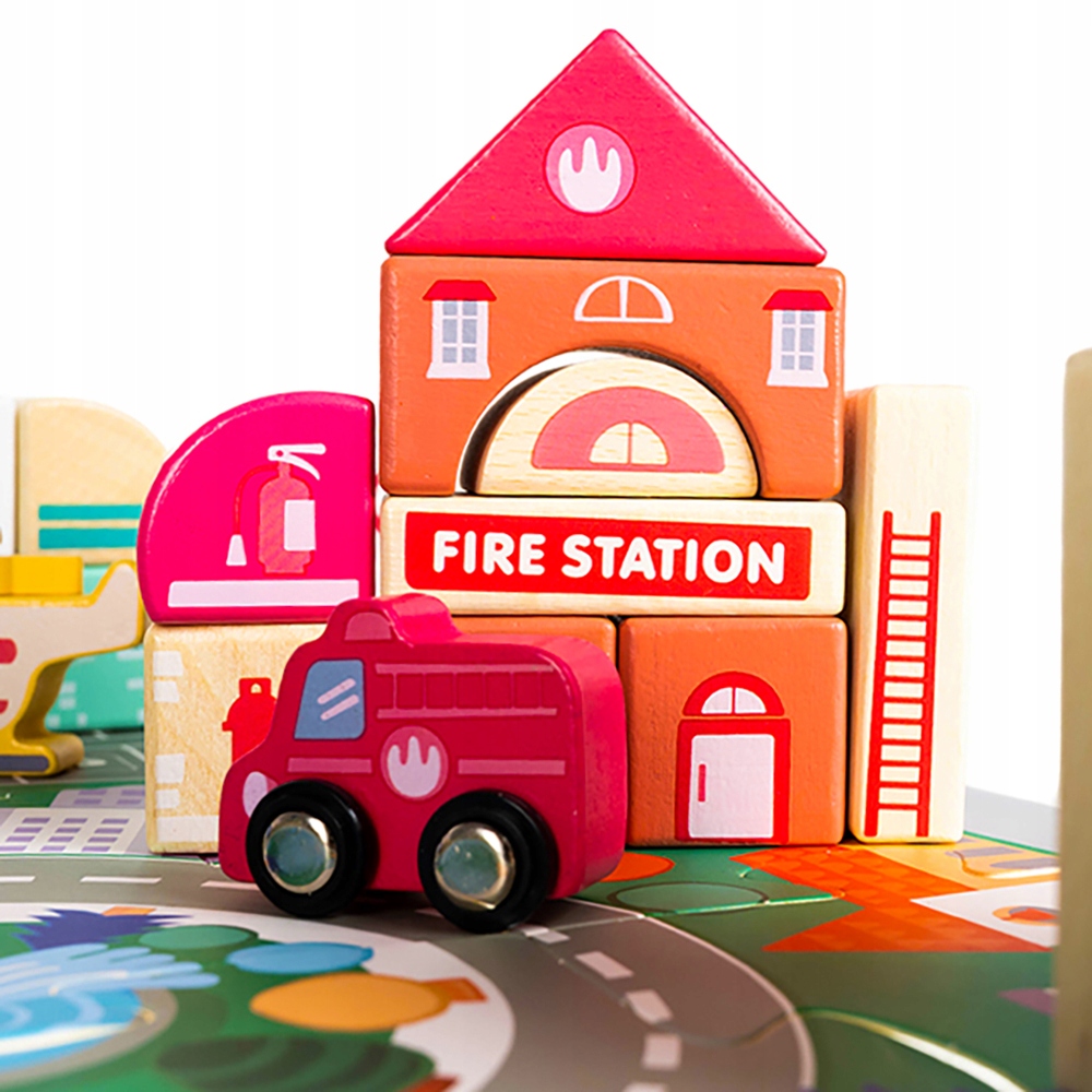 Klocki edukacyjne 115szt. MIASTO z Puzzle Mata na Prezent Urodziny Bohater / Bajka brak