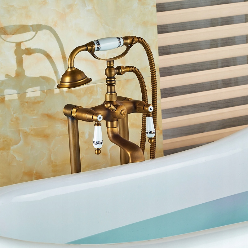 Bateria wannowa wolnostojąca Old Retro Mosiądz Kolor złoty