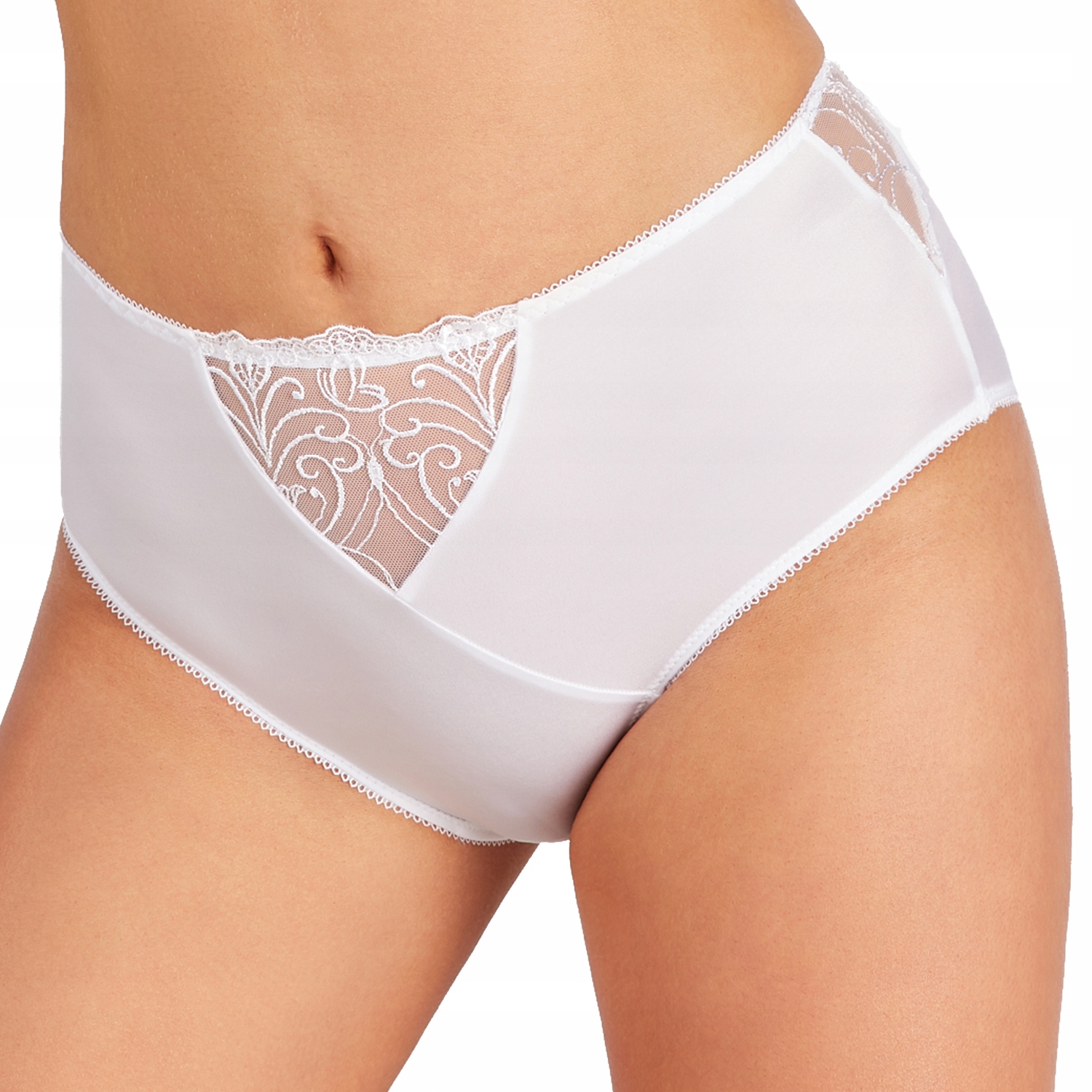 Nessa Sonata N02 bílá výšivka tyl Kalhotky M Vysoké Kalhotky