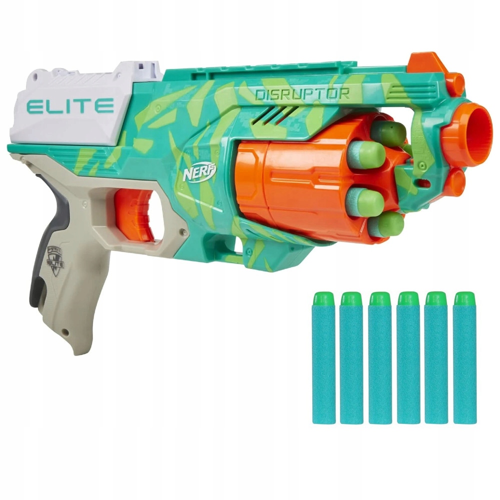 PISTOLET NERF N STRIKE ELITE DISRUPTOR ZIELONY + 6 STRZAŁEK F2531