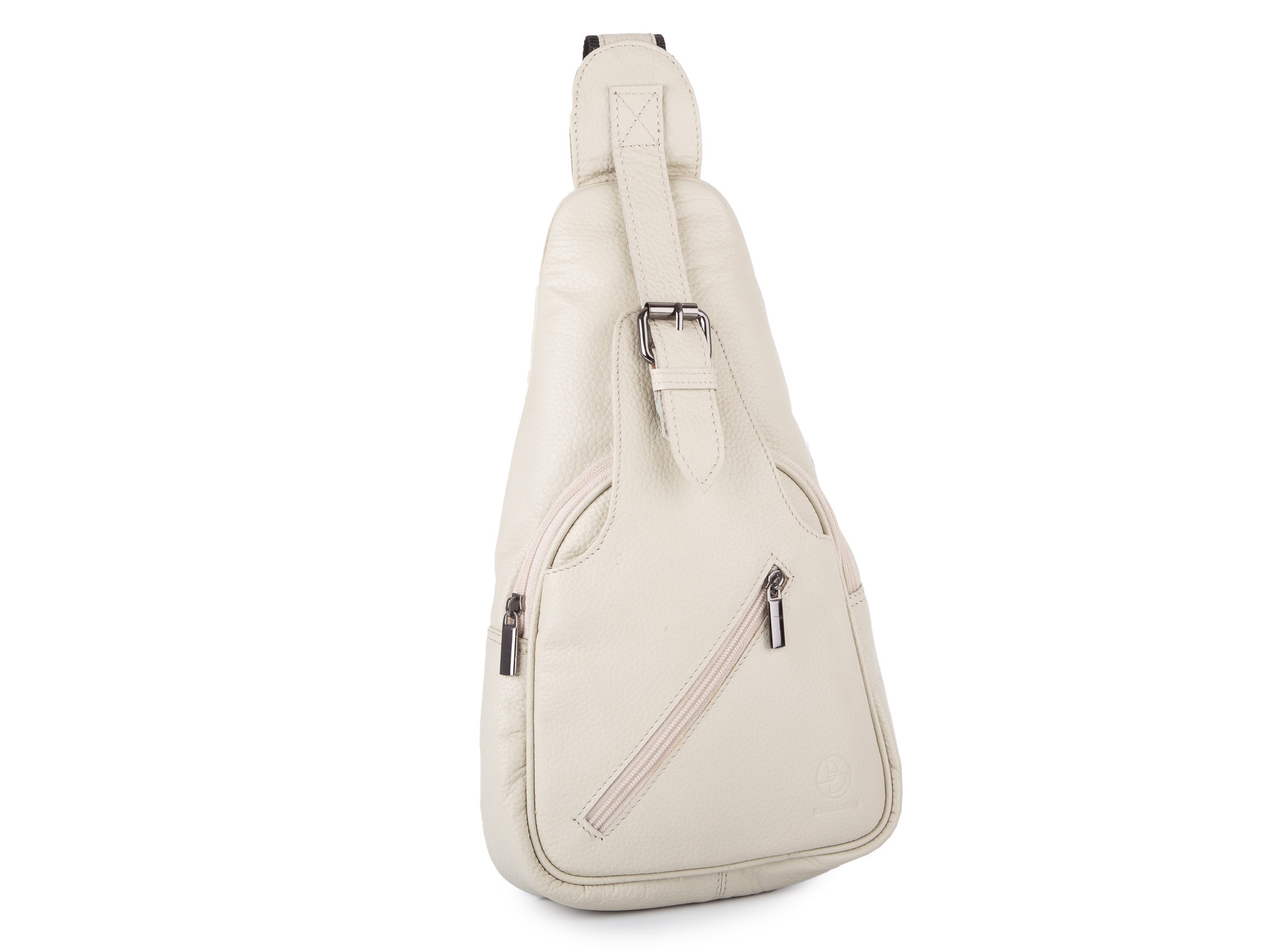 Batoh na jedno rameno, crossbody, světle béžová přírodní kůže