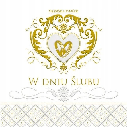 Kartka Złoty Wzór Laurka Życzenia na Ślub Karnet Koperta