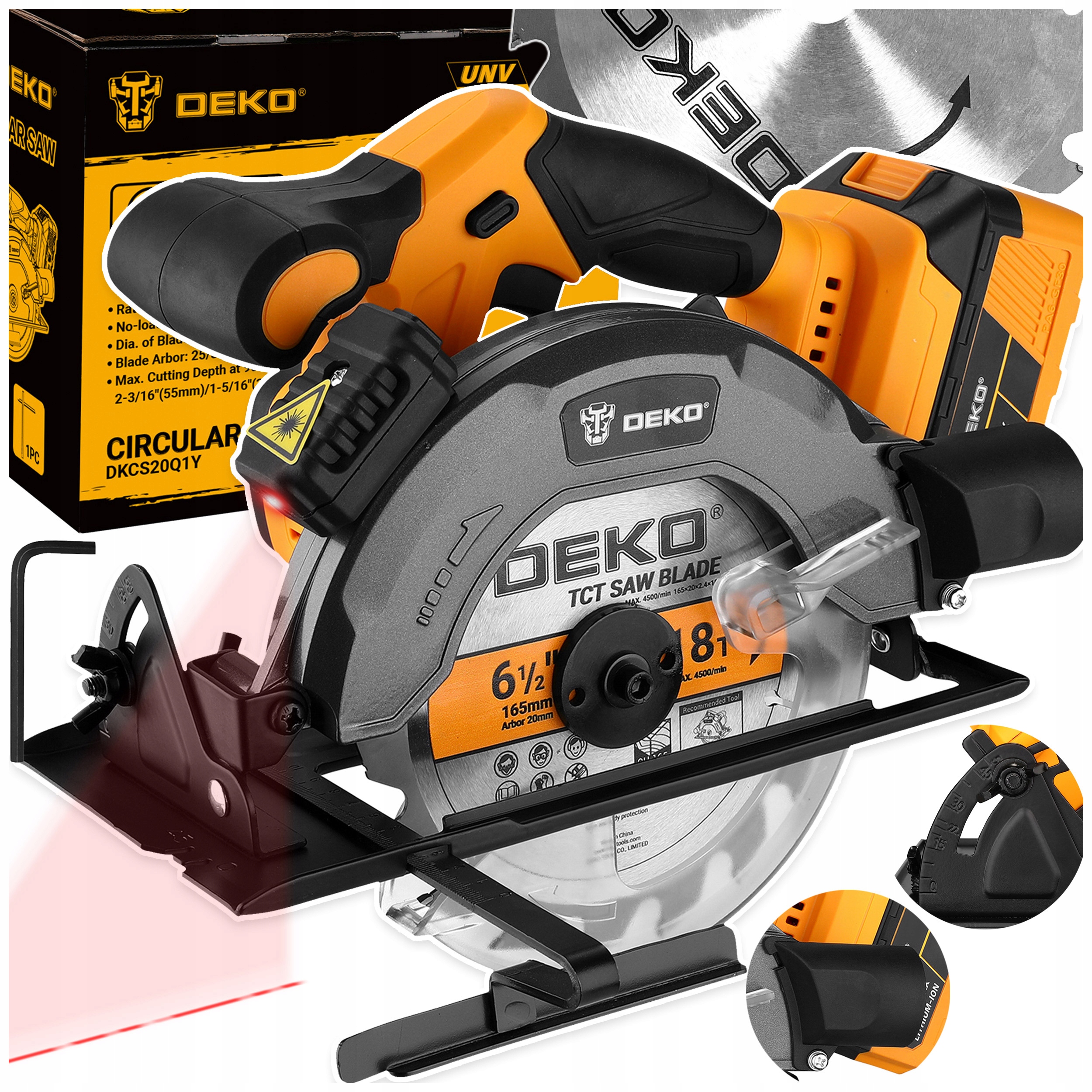 Piła Tarczowa Pilarka Akumulatorowa Do Drewna Przecinarka 1600W 165MM Deko