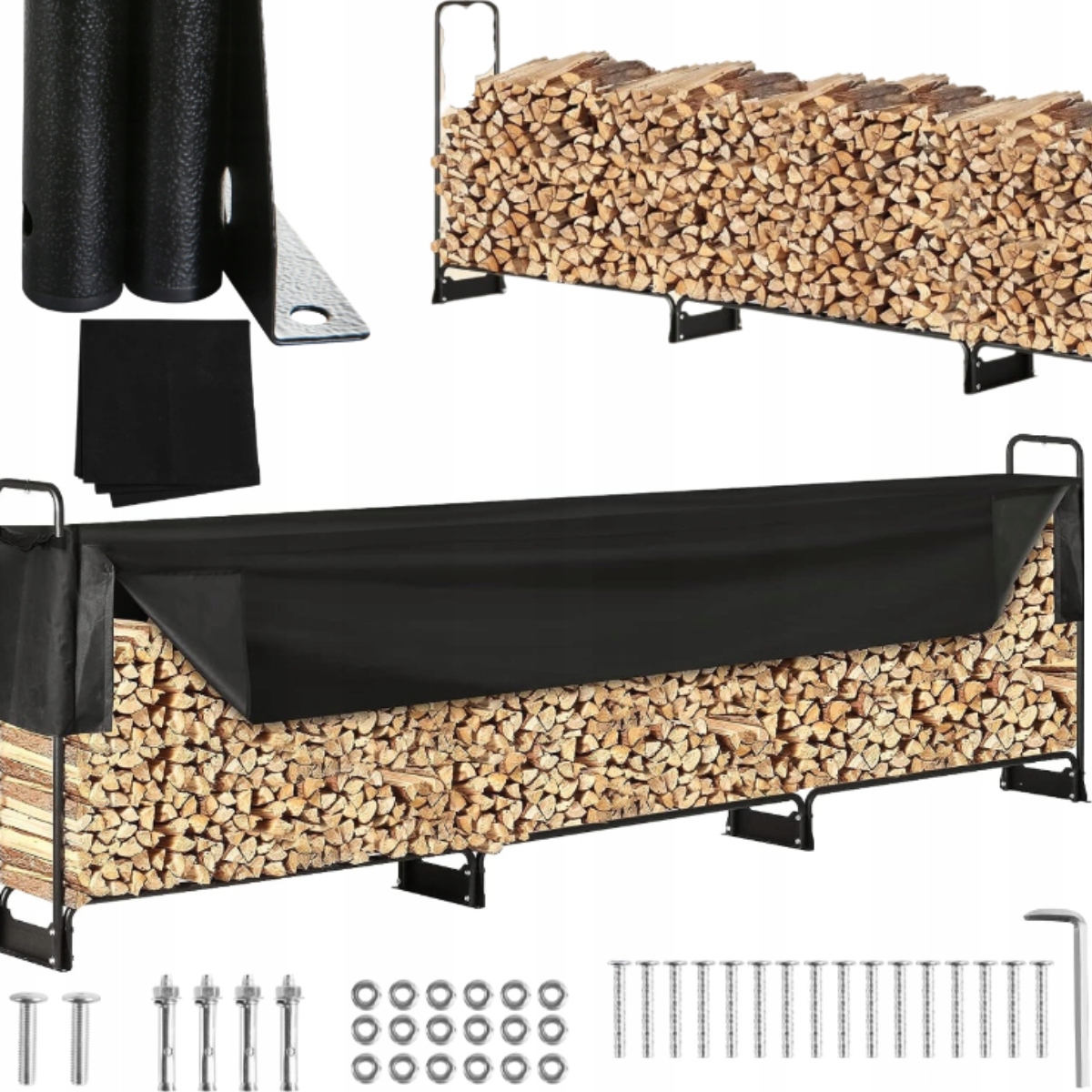 Stojan na krbové dřevo 3.8 m pro venkovní palivové krby