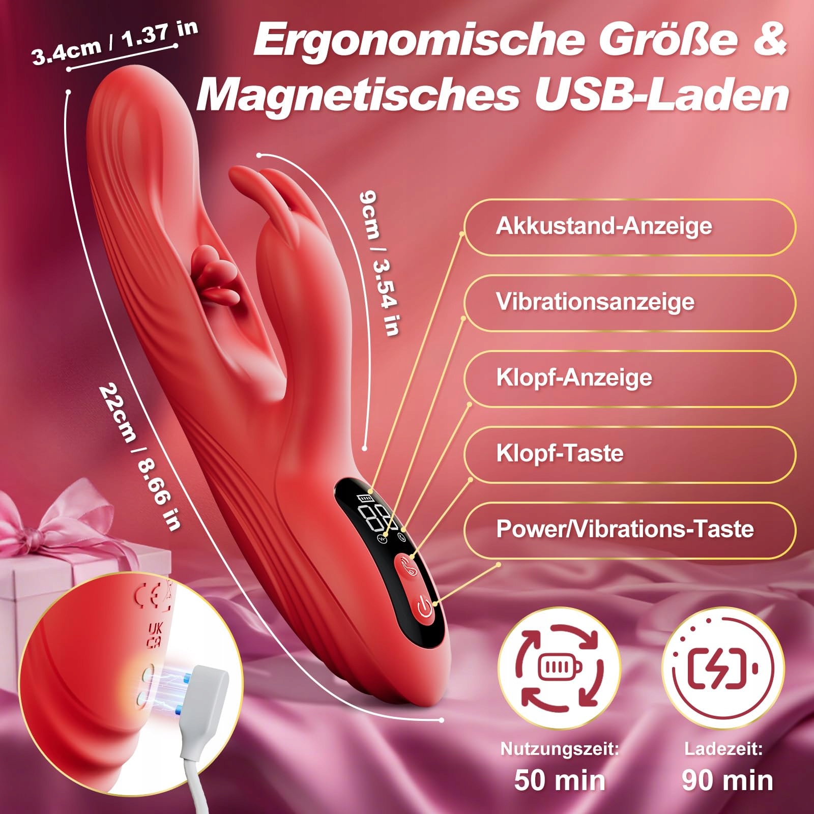 DILDO VIBRATOR Dla Kobiet Stymulator G Punktu 9 Trybów Wibracji i Pulsacji — miniatura 5