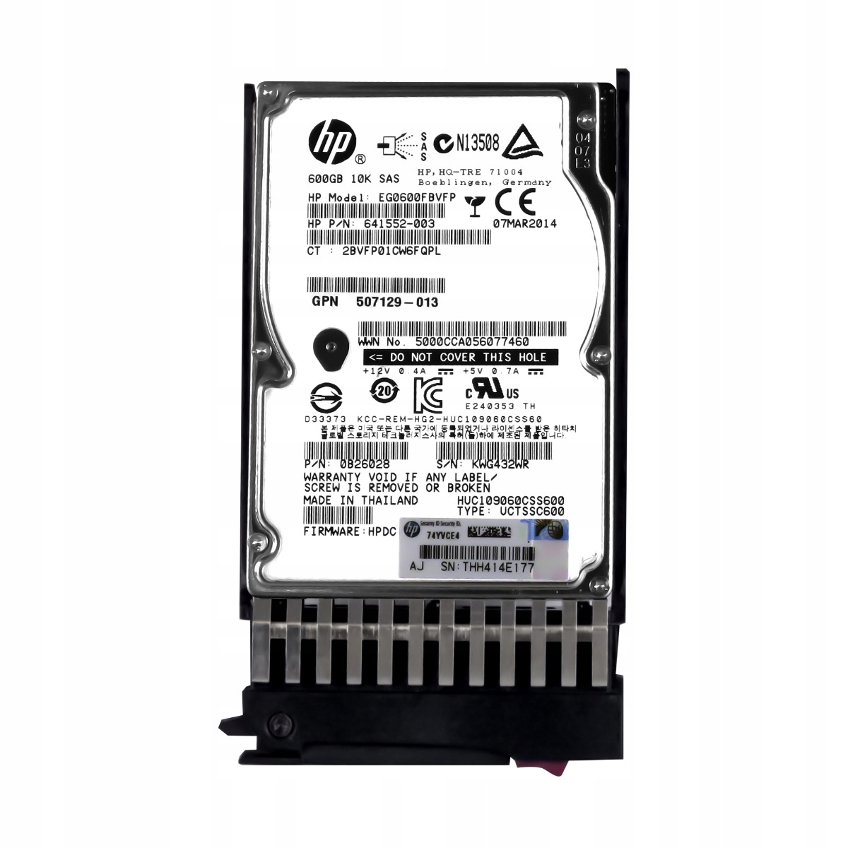 Hp 641552-003 600GB SAS-2 10K 64MB 2.5" EG0600FBVFP 600GB Sas 2.5" disk, 10 000 ot./min
