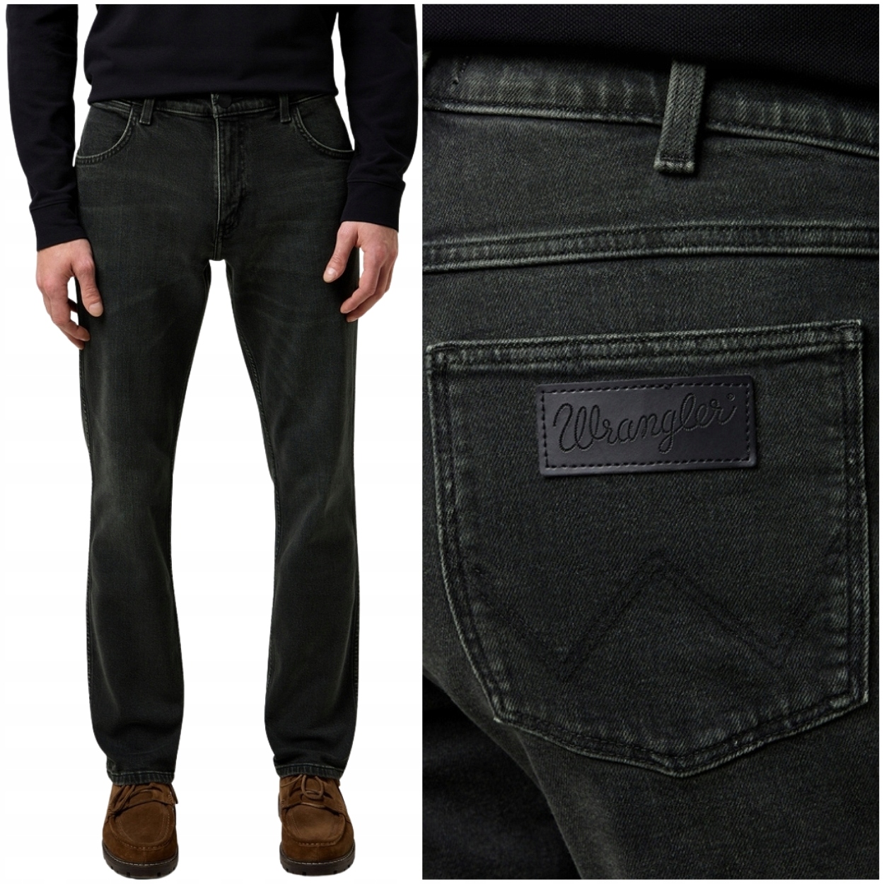 Wrangler Greensboro Ash jednoduché grafitovo-černé džínové kalhoty W31 L34