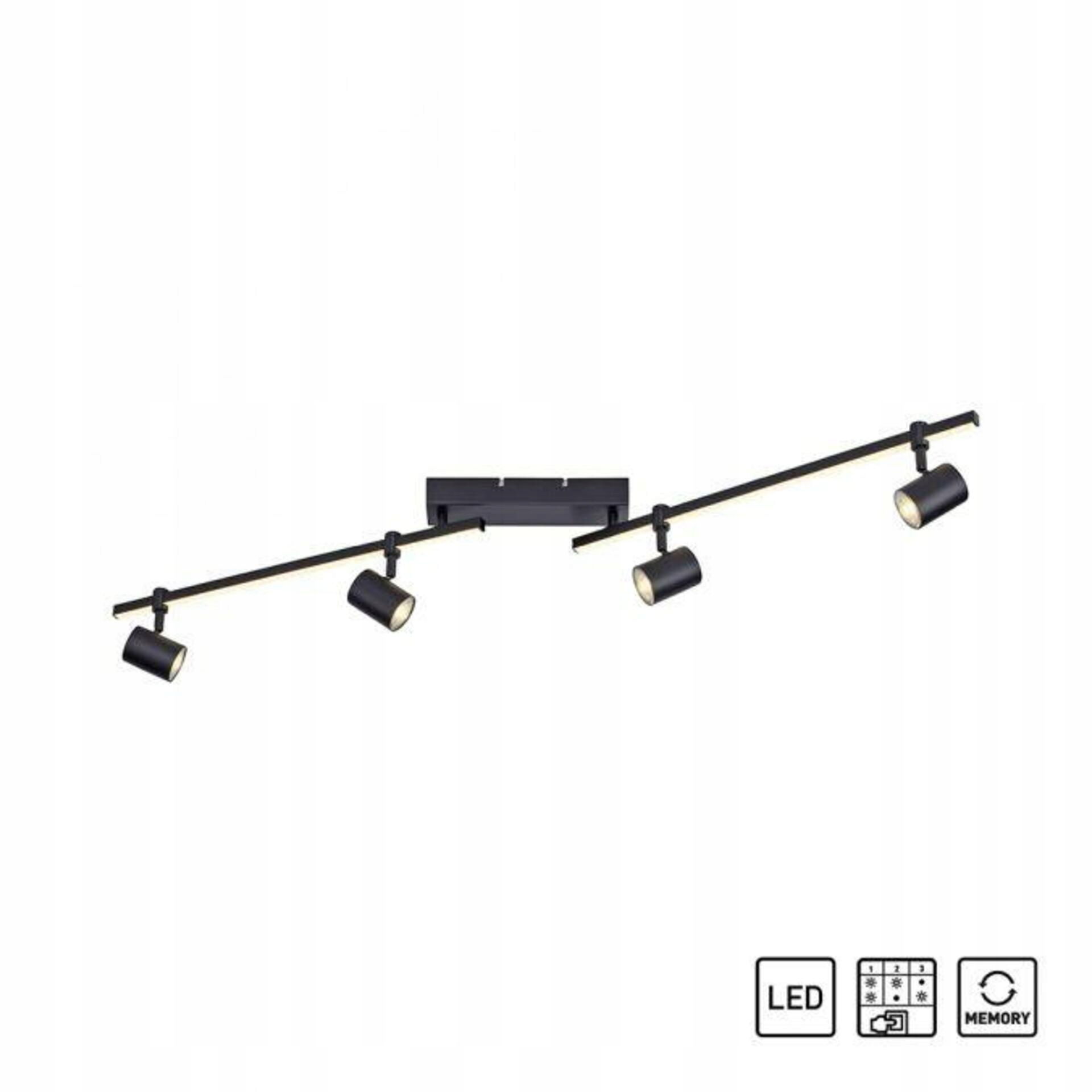 Paul Neuhaus Barik Led stropné svietidlo 4ramenné čierne otočné pamäť 3000K