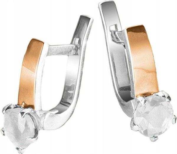 Stříbrné náušnice 925 Elegantní Se Zlatým Plechem dámské zirkony dárek