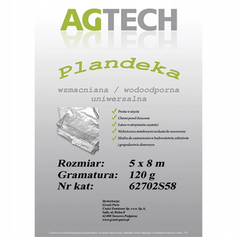 Vyztužená plachta Silver 5 x 8 m 62702S58 Pl 1205/8