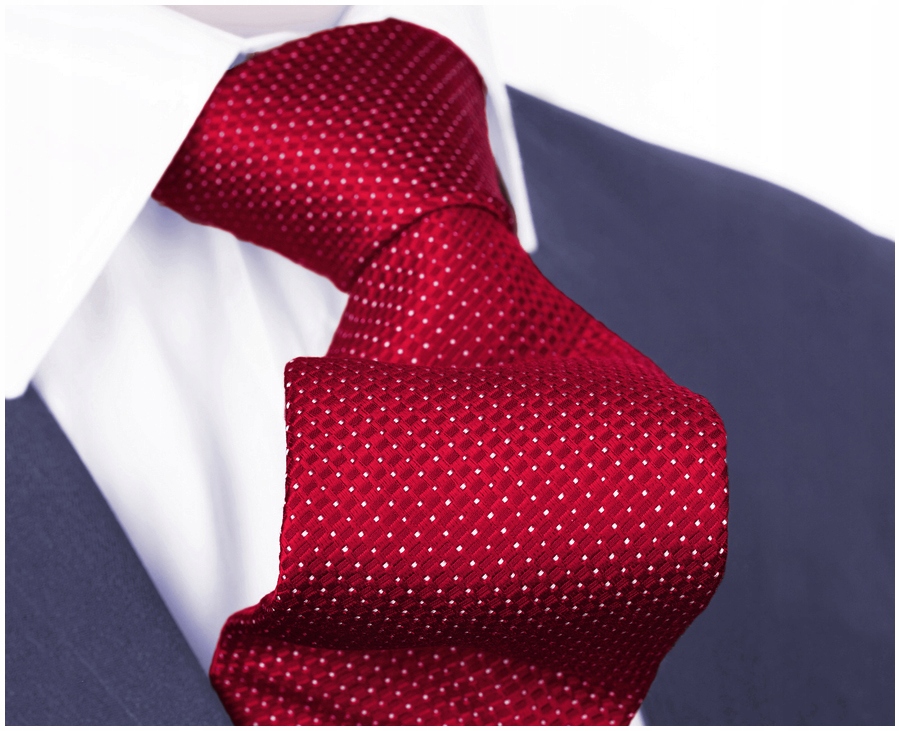 JEDWAB 100% NATURALNY Krawat 7cm Męski do Garnituru Czerwony ŻAKARDOWY kj30 Kod producenta KJ30MM