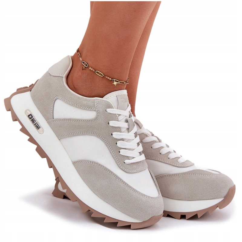 Dámské Semišové Tenisky Big Star RR274896 Hi-poly Systém Bílo-šedé 40