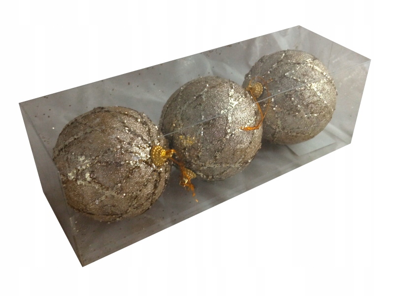 

Bombki Złote z brokatem 8cm |Kostka 3szt