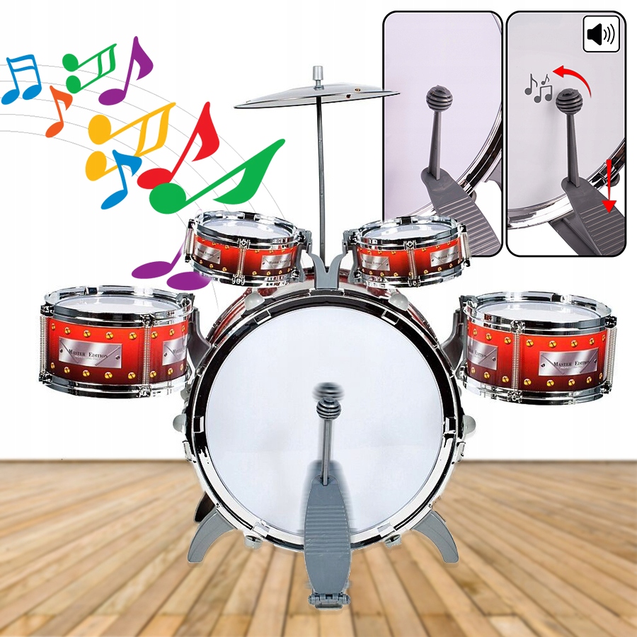 DUŻA PERKUSJA DLA DZIECI ZESTAW 5 BĘBNÓW TALERZ TABORET ZABAWKA INSTRUMENT Bohater / Bajka brak