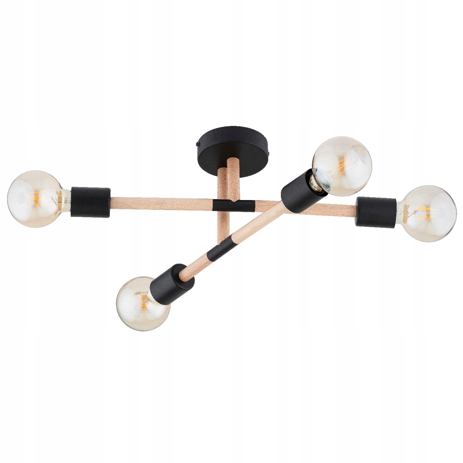 Stropná lampa Alfa Otello 4xE27 čierna drevená moderná