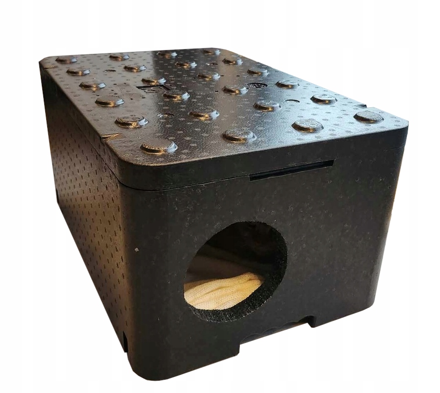 Piocelan mocny duży domek budka dla kota 60x40x30 cm ciepły