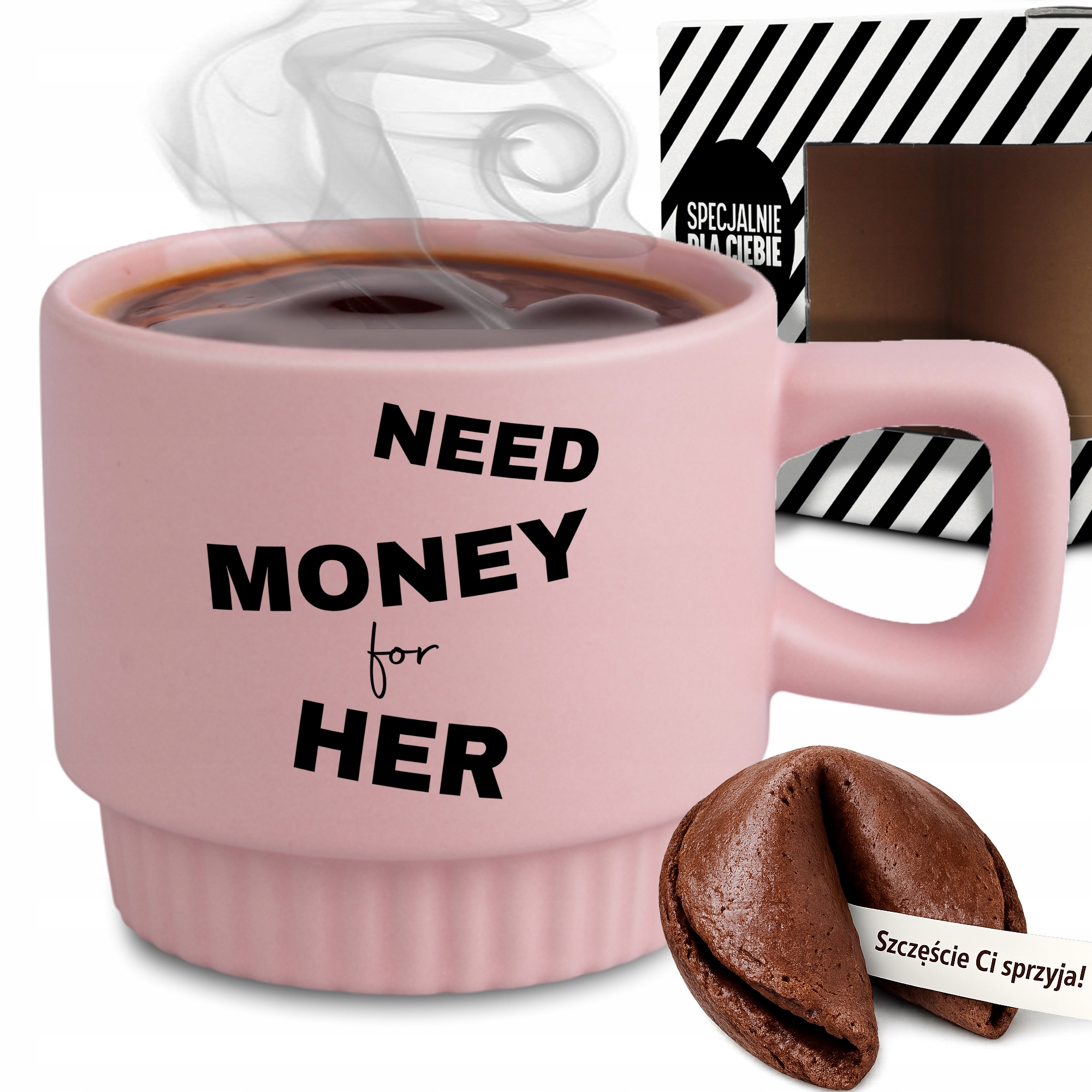 Ryhovaný Hrnček Darček Do Práce V Kancelárii, Ružový, Need Money For Her Veštenie