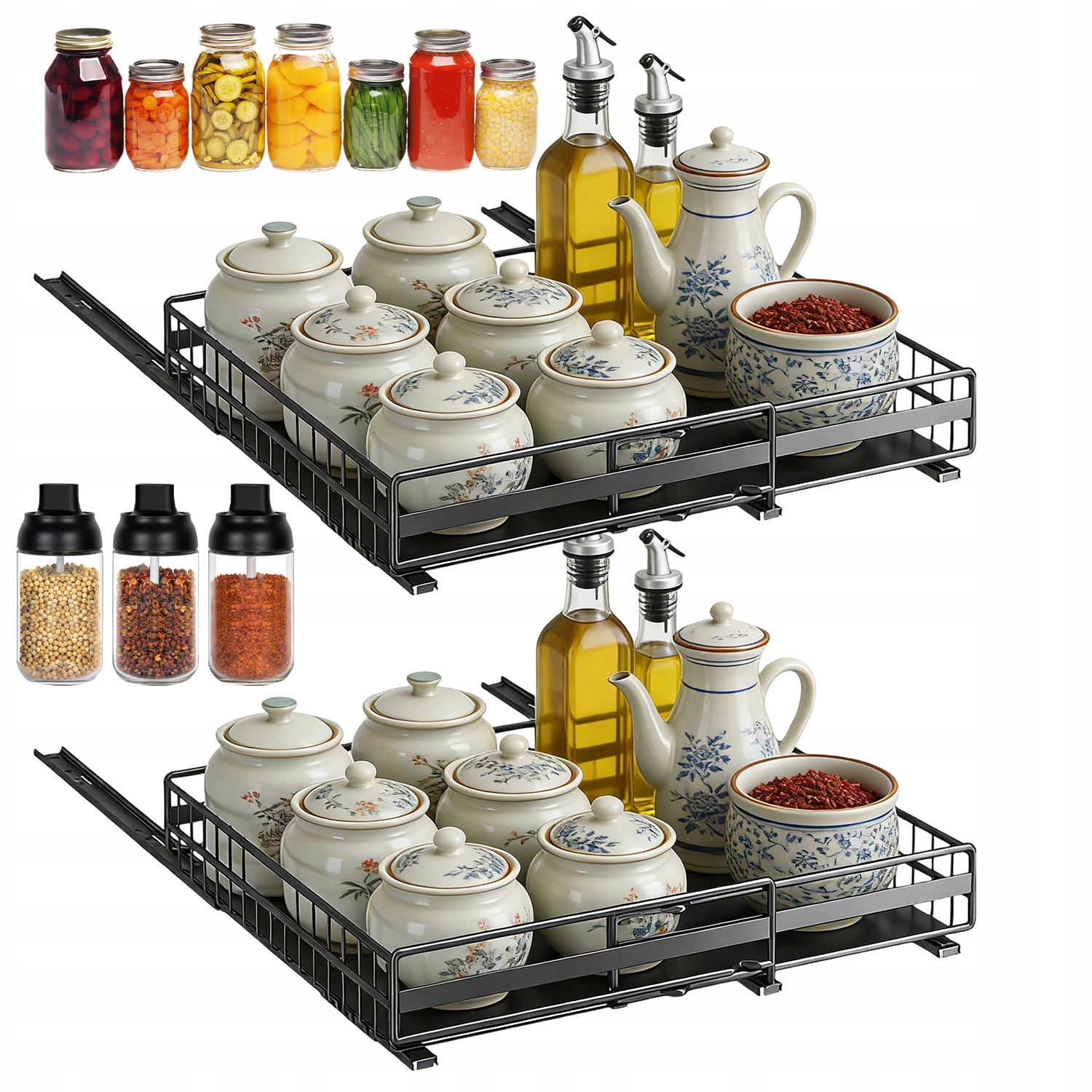 Teleskopické Zásuvky Do Kuchyňských Skříněk 2 Ks, Výsuvné Organizéry Na Police