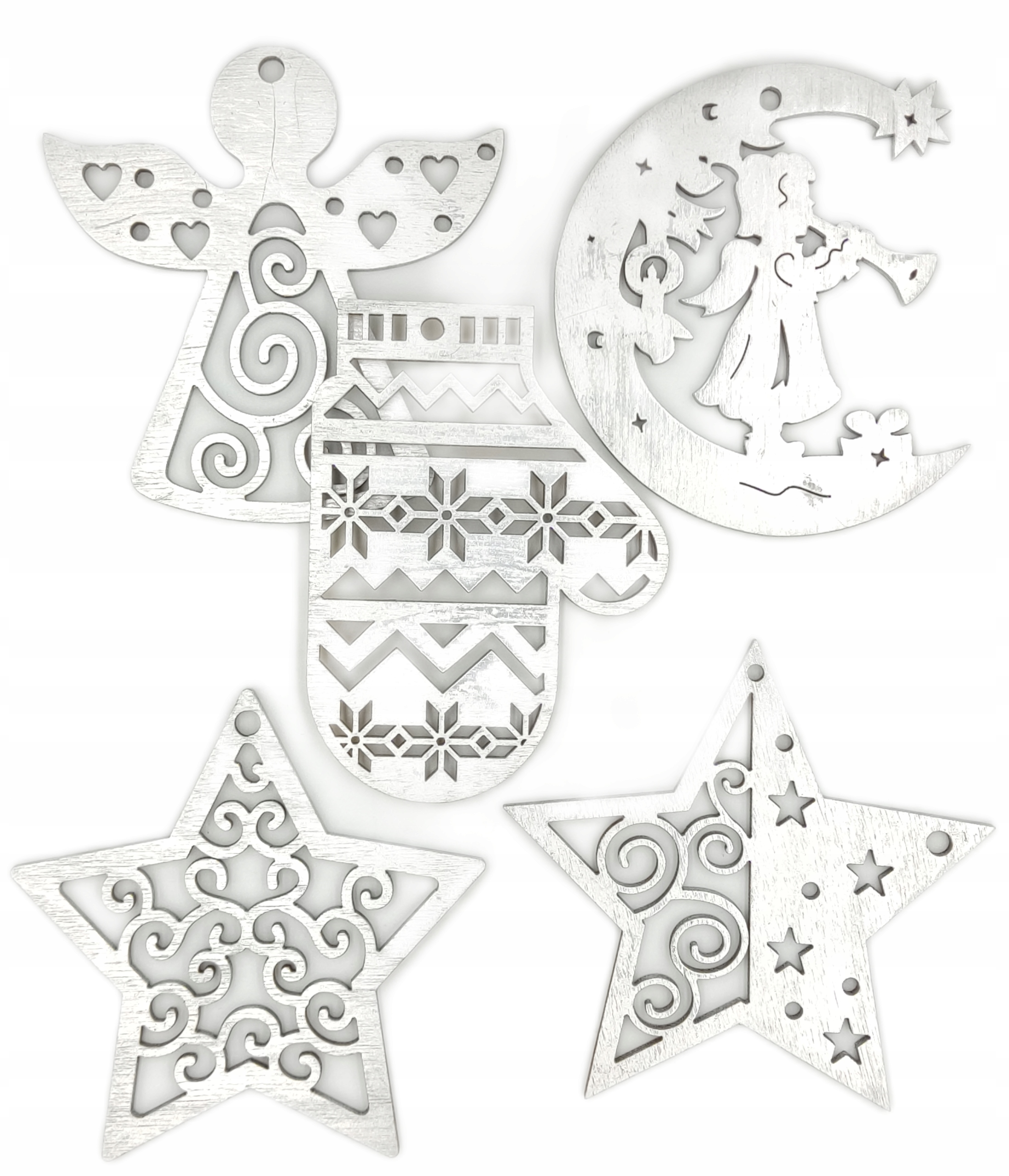 

Drewniana Bombka Ozdoba Na Choinkę Zestaw 5 Sztuk